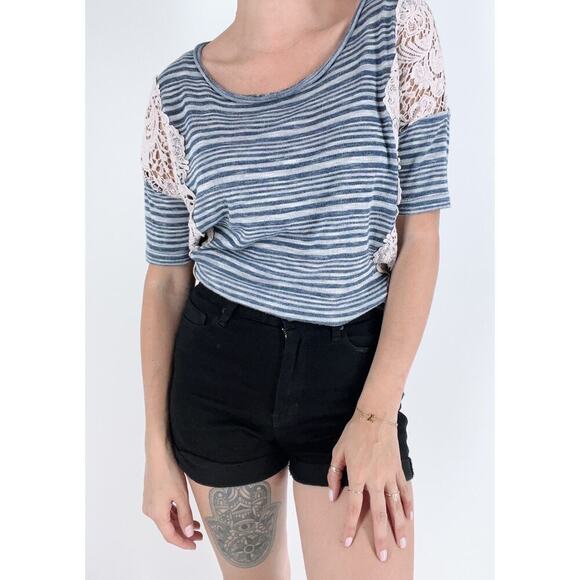 Free People Tops - Free People We the Free Battenburg Striped Crochet Top Size Small